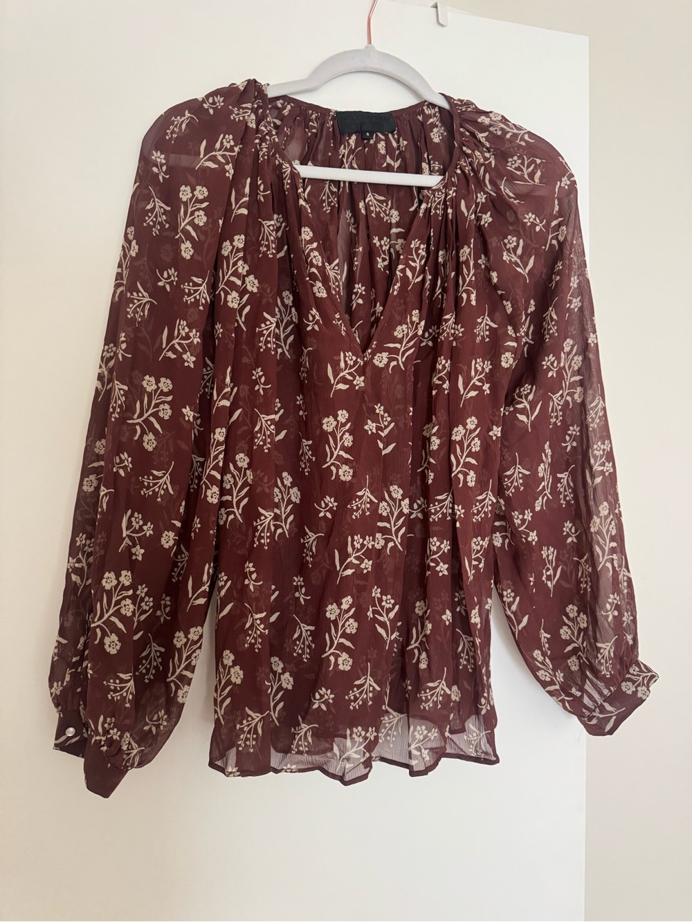 EUC Nili Lotan fall floral silk blouse sz small